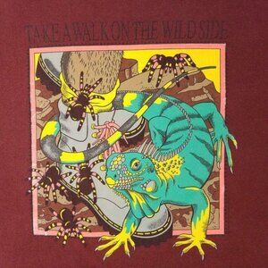 Walk On The Wild Side Vintage T Shirt XL Single Stitch Iguana Spider Tarantula